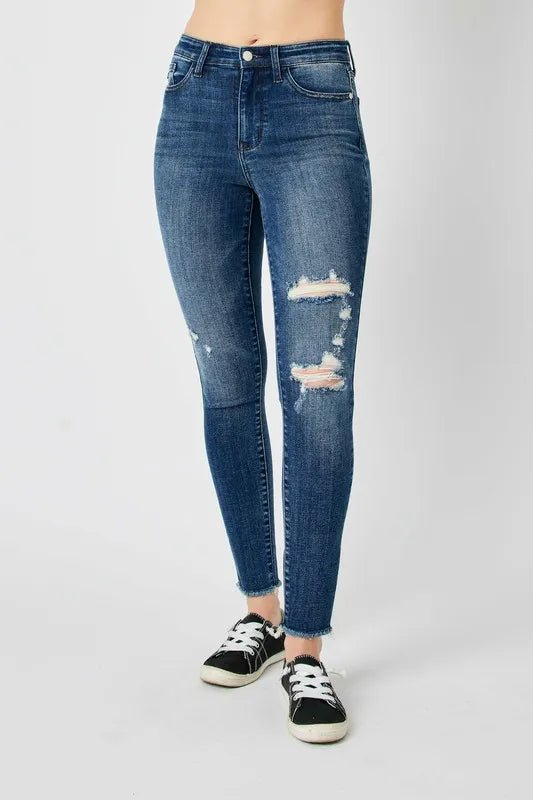 Judy Blue Full Size High Waist Distressed Skinny Jeans - Bela Fils BoutiqueBela Fils Boutique